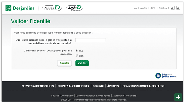 Sécurité Du Site Transactionnel AccèsD | Desjardins